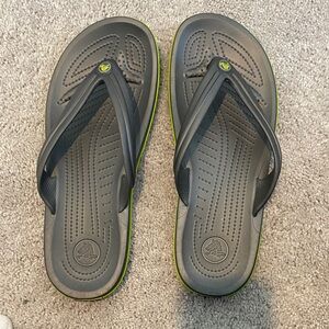 CROCS Gray and Green Flip-Flops
